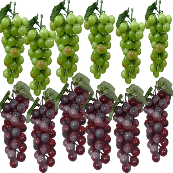 12 Bunches Grapes Artificial Fruit Fake Simulation Fruit for Home Kitchen Party Photography Prop Wedding Decoration (Grapes 12 Bunches)