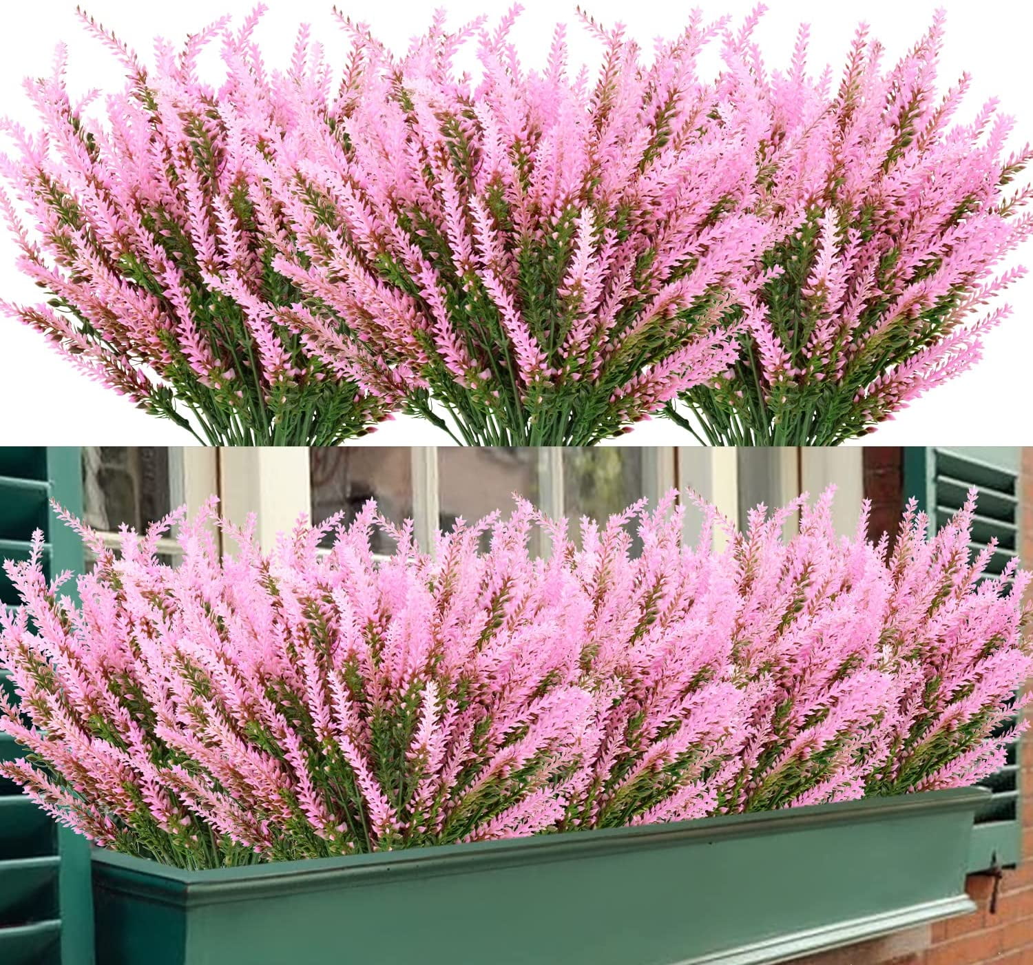 12 Bundles Artificial Boxwood Stems Faux Plants Shrubs, Fake UV