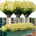 thumbnail image 1 of 12 Bundles Artificial Daffodil Flowers for Outdoors Fake Flowers Greenery No Fade Faux Plastic Plants for Decoration Outside UV Resistant Home Garden Porch Window Box Decorating(Yellow), 1 of 6