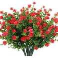 thumbnail image 1 of 12 Bundles Artificial Fake Flowers, Faux Outdoor Plastic Plants UV Resistant Shrubs Outside Indoor Decorations,UV Resistant Faux Plastic Plants Garden Porch Window Box (Orange Red), 1 of 4