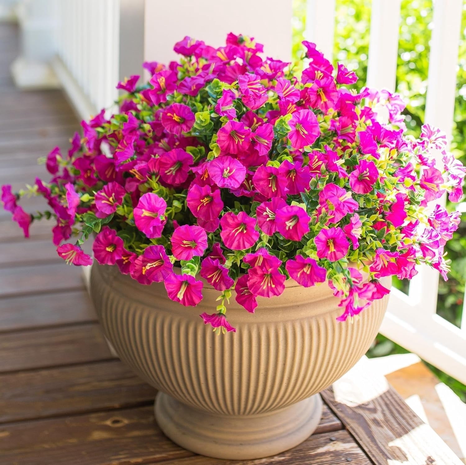 12 Bundles Artificial Fake Flowers Outdoor, Faux Plastic Plants ...