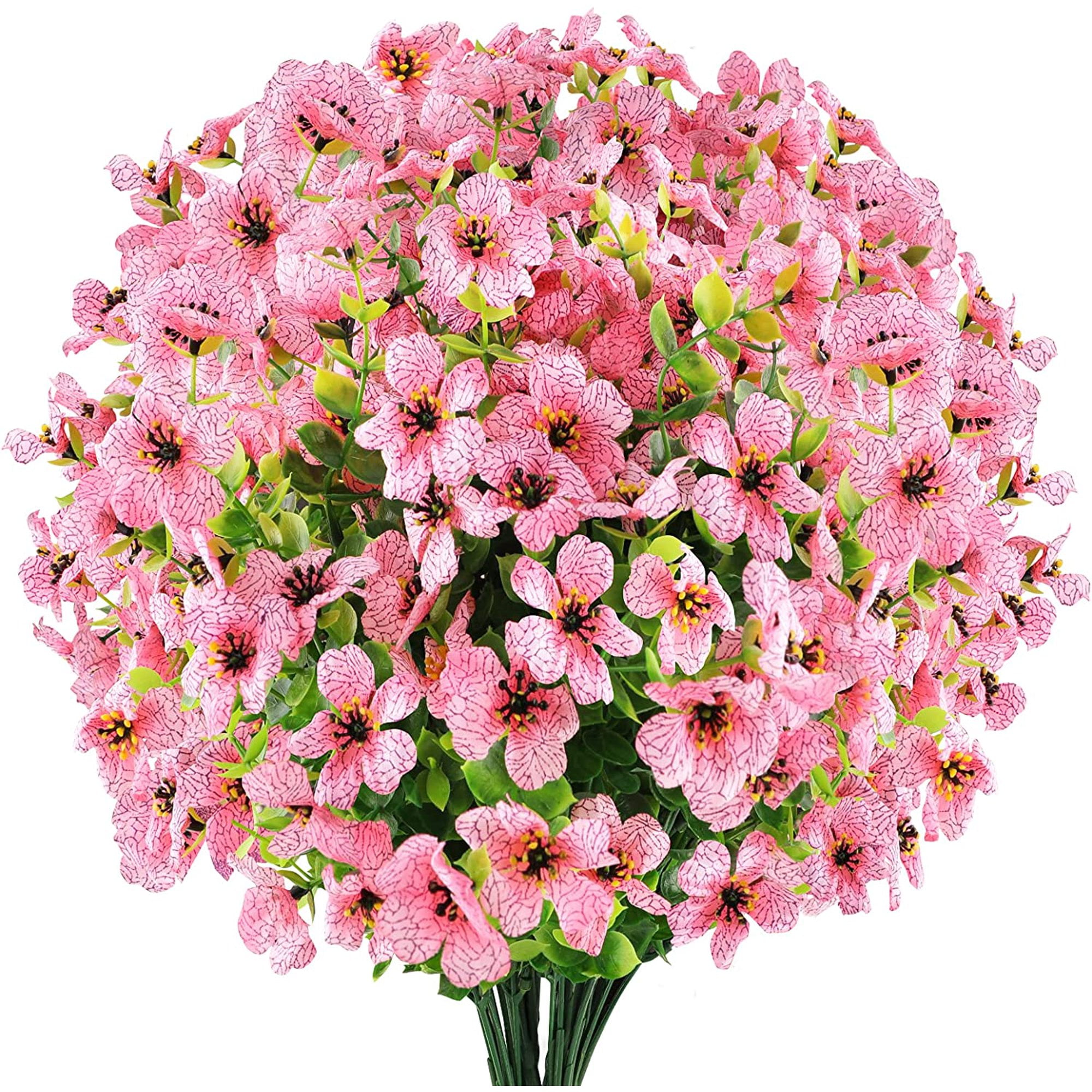 12 Bundles Artificial Fake Violet Flowers, Outdoor UV Resistant ...