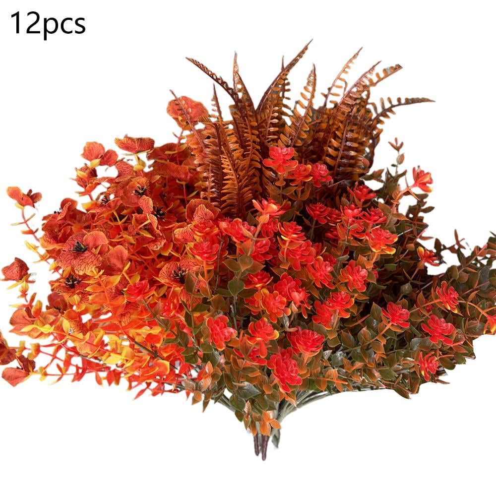 12 Bundles Artificial Fall Flowers For Outdoors Fall Decorations, 20245 ...