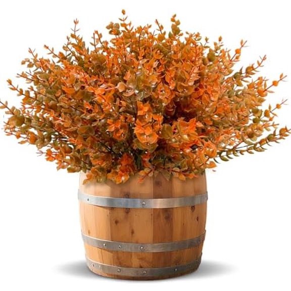 12 Bundles Artificial Fall Flowers for Outdoors Fall Thanksgiving Decorations, UV Resistant Fake Mums Faux Fall Plants Plastic Greenery Shrub Porch Home Harvest Gardens Autumn Decor(Brown Orange)