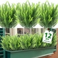 thumbnail image 1 of 12 Bundles Artificial Fall Plants, Fake Boston Fern Greenery Outdoor UV Resistant No Fade Faux Plastic Plants Garden Porch Window Box Decorating（Fall Boston Fern）, 1 of 5