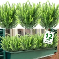 12 Bundles Artificial Fall Plants, Fake Boston Fern Greenery Outdoor UV Resistant No Fade Faux Plastic Plants Garden Porch Window Box Decorating（Fall Boston Fern）