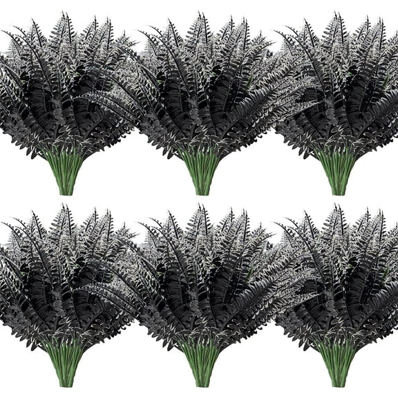 12 Bundles Artificial Fall Plants, Fake Boston Fern Greenery Outdoor UV Resistant No Fade Faux Plastic Plants Garden Porch Window Box Decorating（Fall Boston Fern）