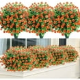 thumbnail image 1 of 12 Bundles Artificial Flowers Fake Boxwood Shrubs UV Resistant No Fade Faux Greenery Faux Plastic Lotus for Home Garden Hanging Planter Indoor Porch Patio Office Wedding Decoration (Orange Red), 1 of 7