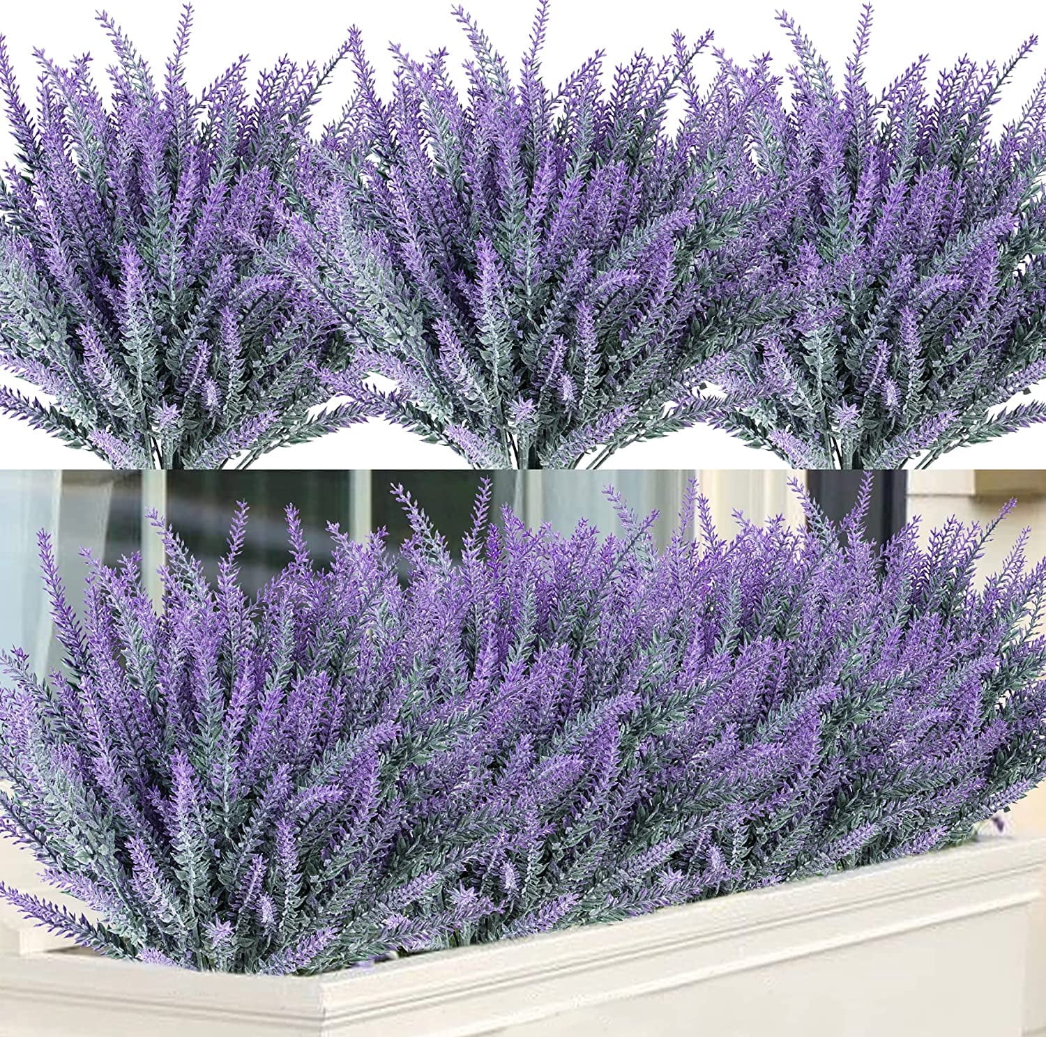 12 Bundles Artificial Flowers Faux Purple Flowers Fake Lavender for