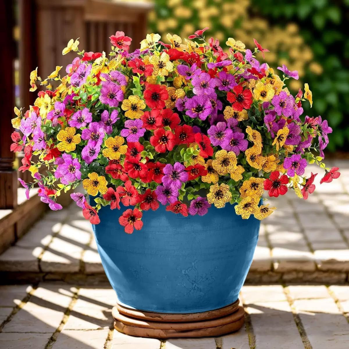 12 Bundles Artificial Flowers Outdoor, UV Resistant Fake Faux Silk ...