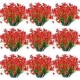 thumbnail image 1 of 12 Bundles Artificial Flowers Outdoor UV Resistant Fake Flowers No Fade Faux Plants Garden Porch Window Box Decorating (Deep Red), 1 of 5