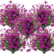 12 Bundles Artificial Flowers Outdoor UV Resistant Fake Plants Indoor Outside Hanging Planter DIY Home Garden Decor (Purple)