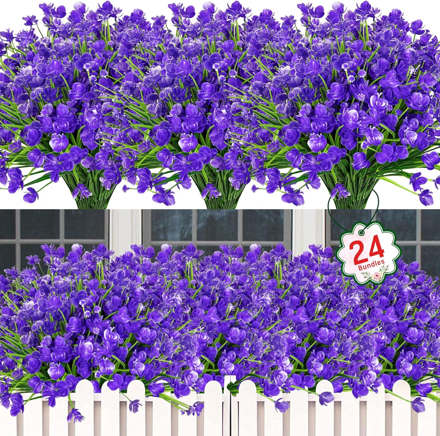 12 Bundles Artificial Flowers Outdoor UV Resistant Plastics Flowers No