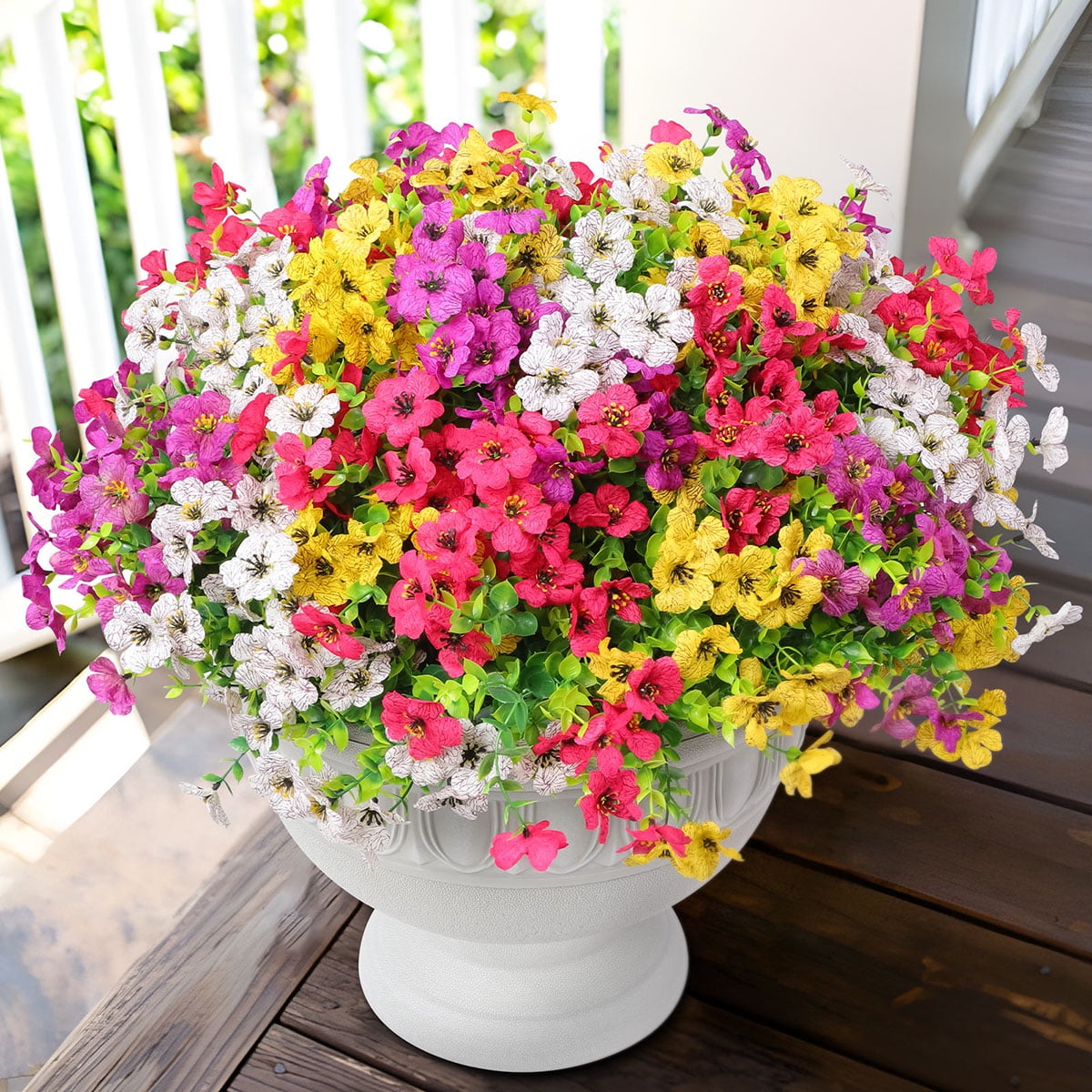 12 Bundles Artificial Flowers for Outdoors Faux Plants Outdoor Spring Summer Decoration,Faux Flowers Silk Colorful Mix Daisy UV Sun Resistant Realistic for Porch Patio Home Planter Window Box Yard