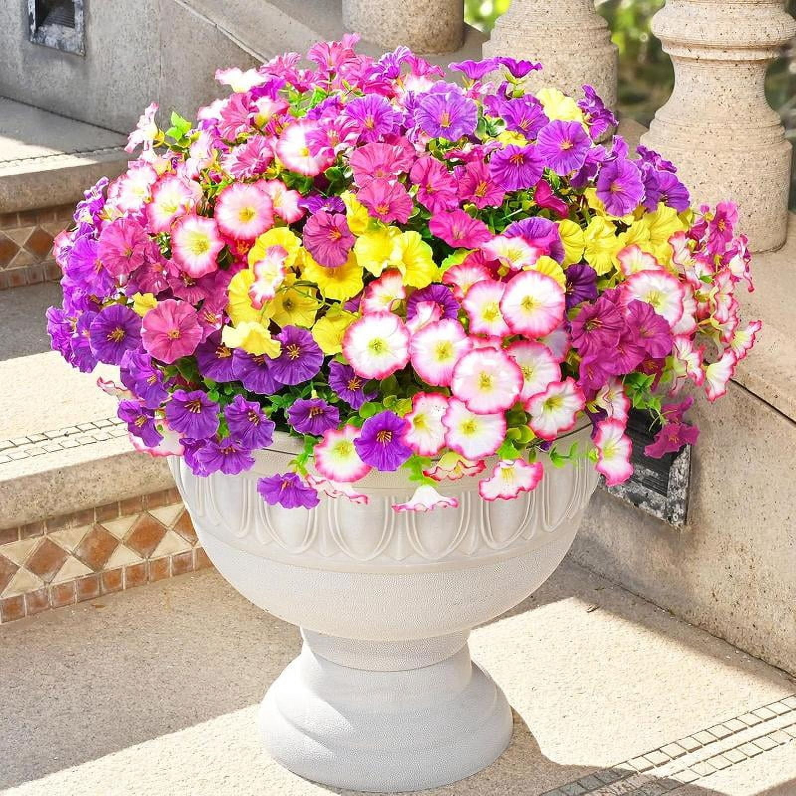 12 Bundles UV Resistant Artificial Flowers - Realistic Faux Outdoor Fall Decor For Garden & Patio