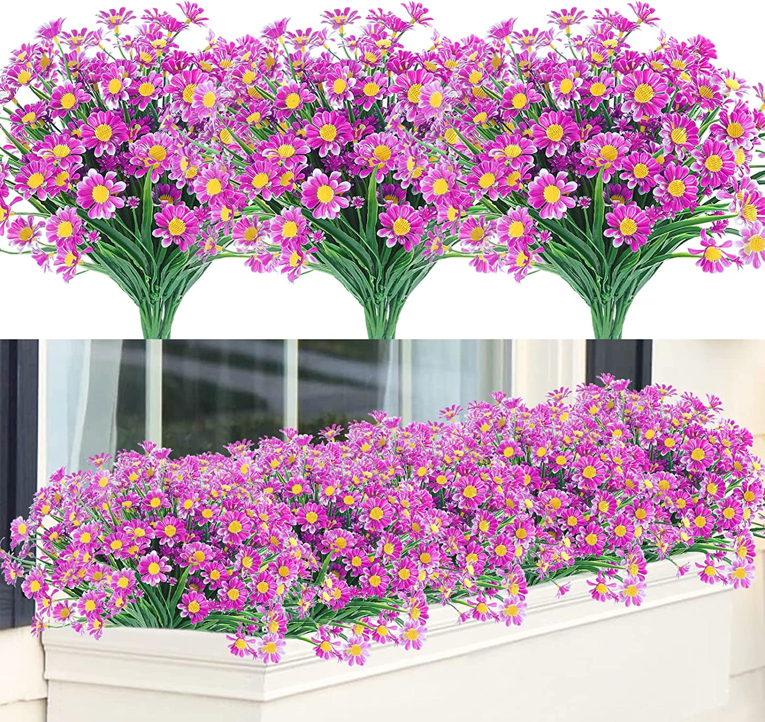 12 Bundles Artificial Flowers Plants for Outdoors, Uv Resistant Fake Plants Plastic Faux Flowers for Home Wedding Party Outdoor Indoor Garden Decor, Orchid