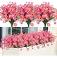 thumbnail image 1 of 12 Bundles Artificial Flowers Plants for Outdoors, Uv Resistant Fake Plants Plastic Faux Flowers for Home Wedding Party Outdoor Indoor Garden Decor, Pink, 1 of 7