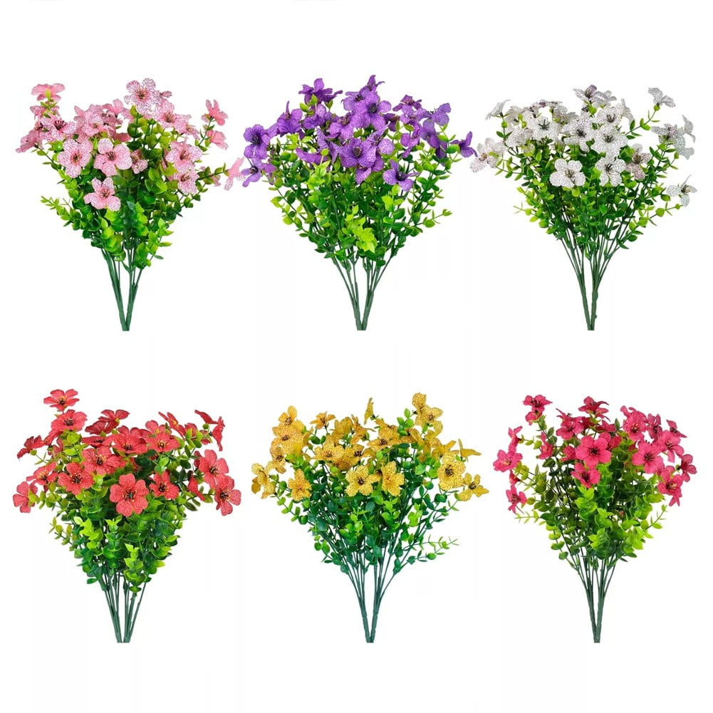 12 Bundles Artificial Flowers for Outdoors, Fake Faux Plants for Outdoor