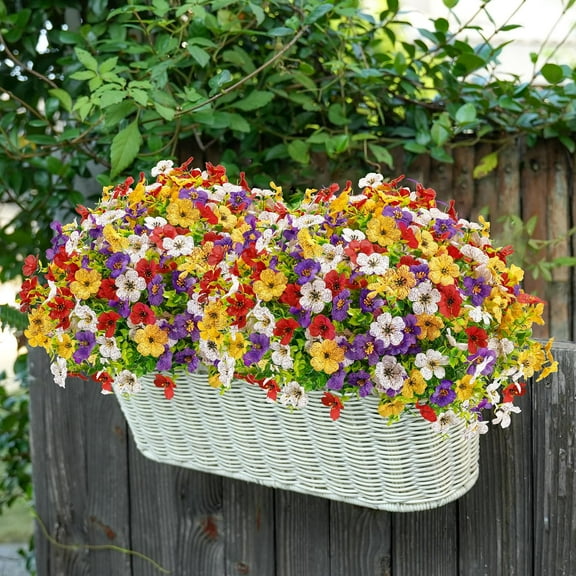 12 Bundles Artificial Flowers for Outdoors Fake Flowers Plants Spring Decoration Silk Colorful Daisy UV Resistant for Home Porch Garden Decor