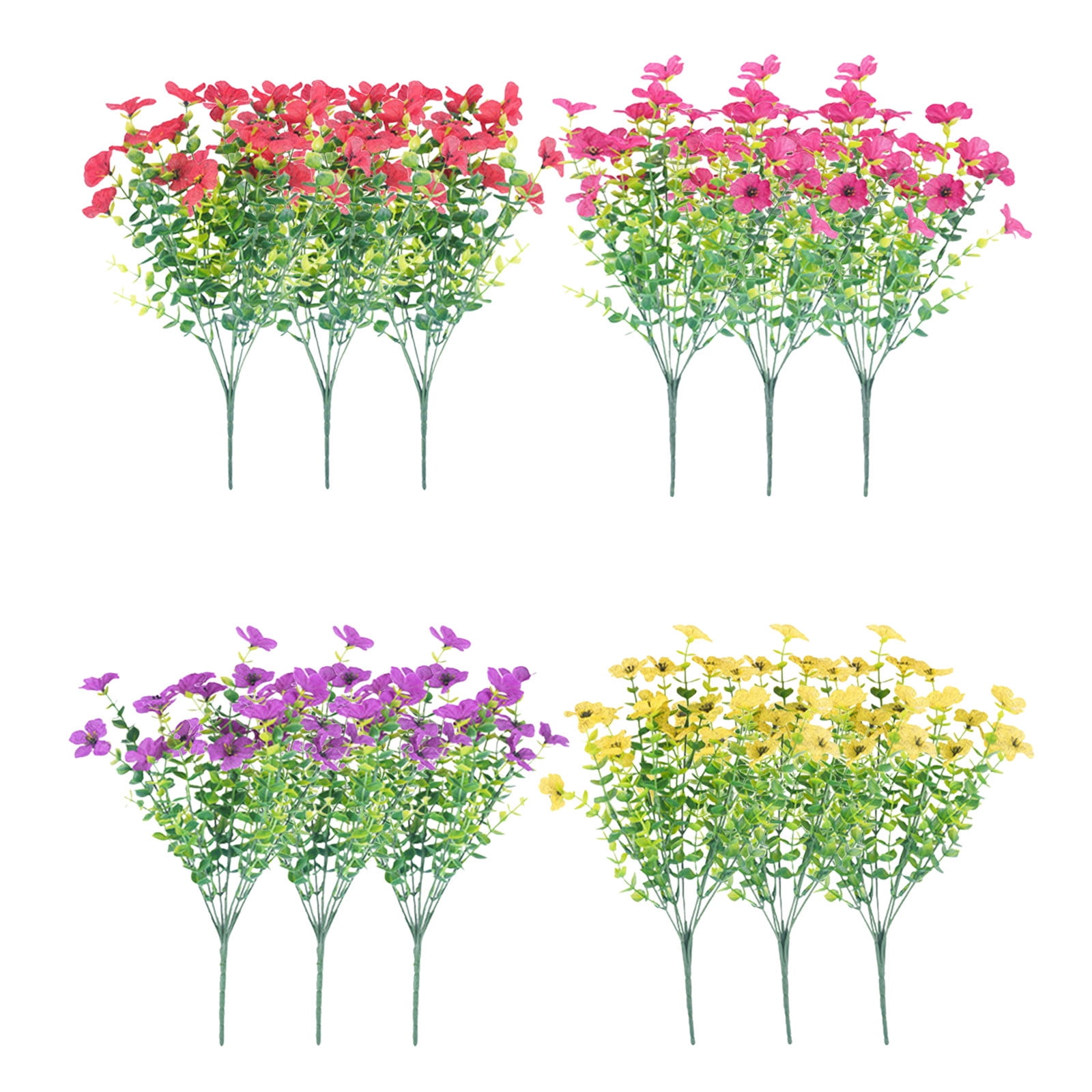 12 Bundles Artificial Flowers for Outdoors Spring Summer Decor UV ...
