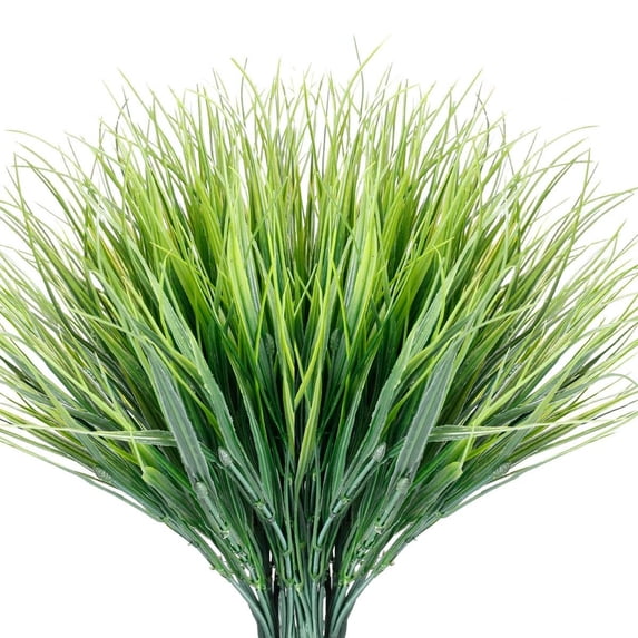 12 Bundles Artificial Grasses Outdoor UV Resistant Fake Grass No Fade Faux Plastic Plants Garden Porch Window Box Decorating Fake Outdoor Grasses