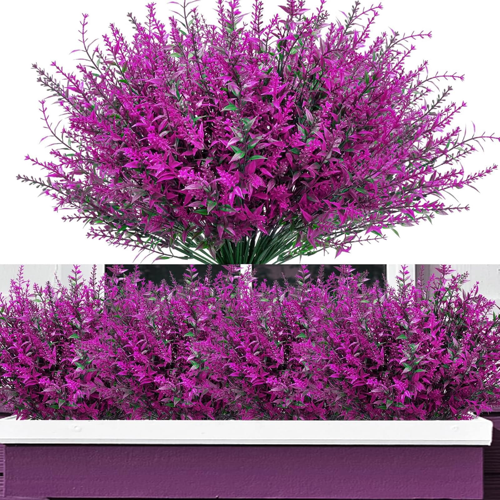 12 Bundles Artificial Lavender Flowers Outdoor UV Resistant Fake ...