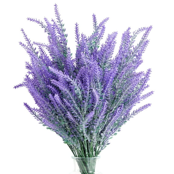 Juvale Artificial Lavender Flower Stems - Weather Resistant Artificial Flowers for Outdoors - Realistic Blooms for Wedding Centerpiece - Flexible Stems for Door Wreaths - Pack of 12, 14" H
