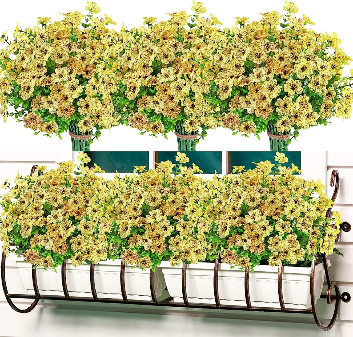 12 Bundles Artificial Outdoor Flowers,UV Resistant Fake Violets Flowers ...
