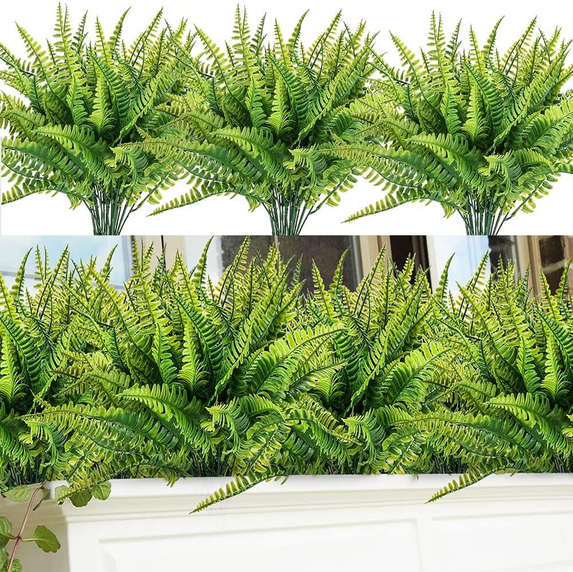 12-Pack UV Resistant Green Faux Boston Fern Shrubs