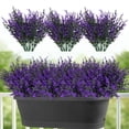 thumbnail image 1 of 12 Bundles Artificial Plants with 7 Flexible Stems Fake Shrubs Greenery Bushes Outdoor UV Resistant No Fade Faux Plastic Plants,Purple, 1 of 7