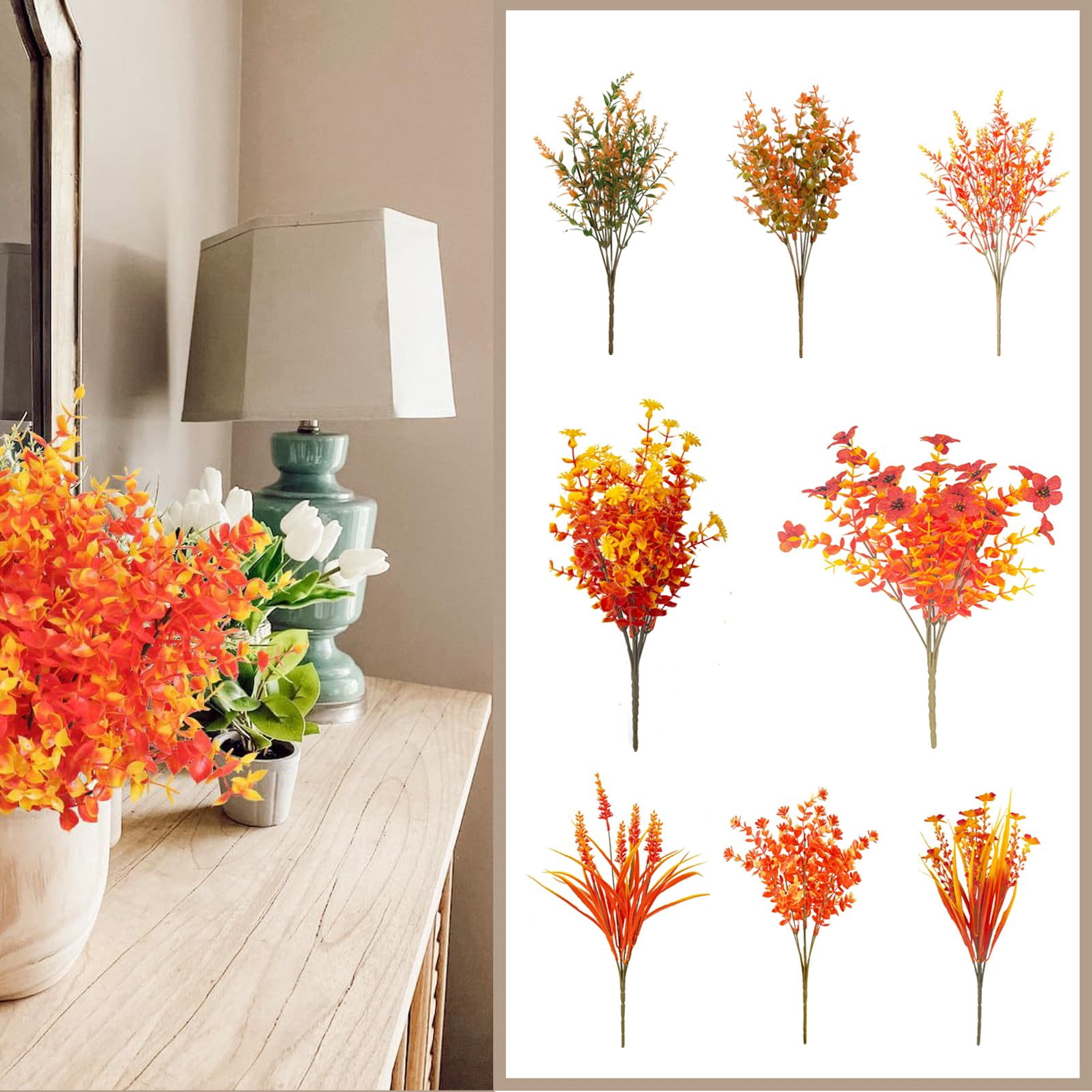 12 Bundles Fall Artificial Fake Flowers Outdoors Fall Eucalyptus Spring ...
