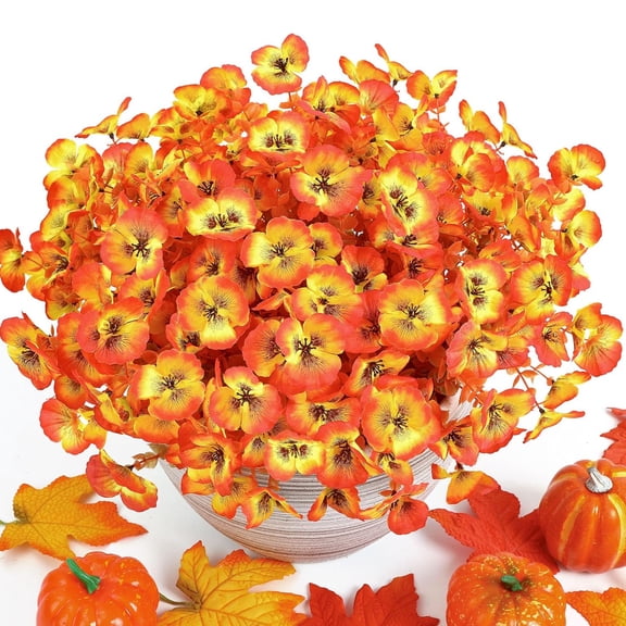 XEAZON Fall Artificial Pansy Flowers, 12PCS Faux Outdoor UV Resistant Silk Flowers, Realistic Silk Pansy for Christmas, Thanksgiving Window Box Porch Home Garden Wedding Farmhouse Decor