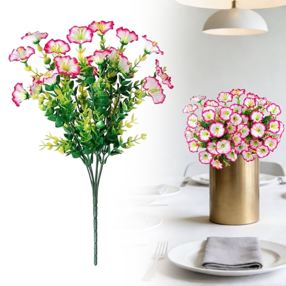 12 Bundles Morning Glory Artificial Flowers - Lifelike Plastic Greenery for Outdoor Garden Patio Window Box, Weather Resistant with Bendable Removable Heads, Customizable No Water Decor