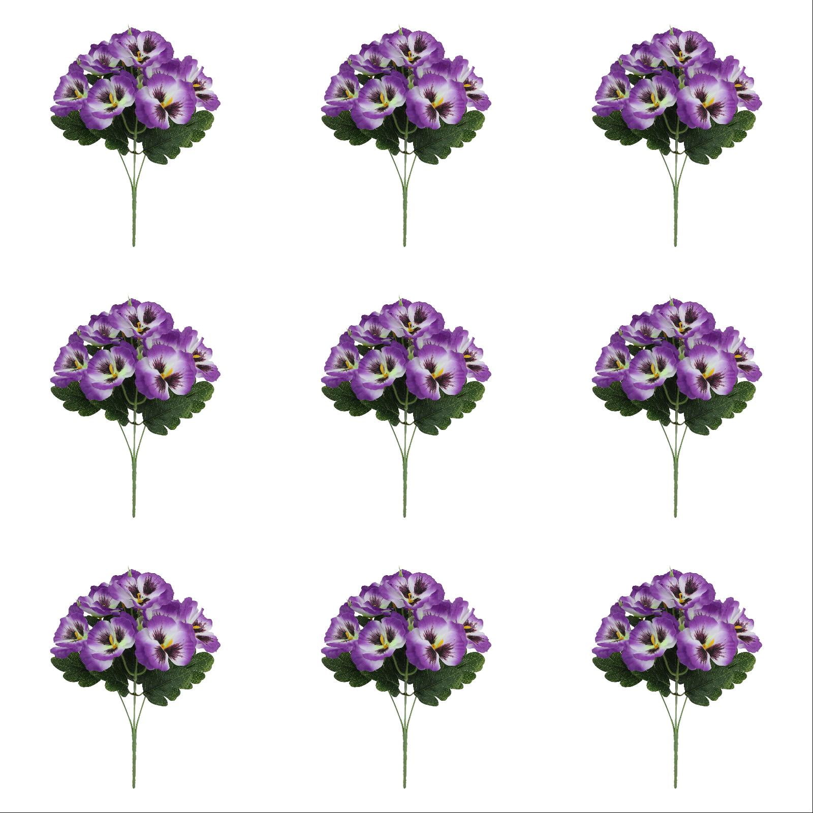 12 Bundles Outdoor Artificial Flowers, UV-Resistant Artificial Pansies, Outdoor Silk Flowers for Garden, Planter, Patio, Porch, and Indoor Home Decor
