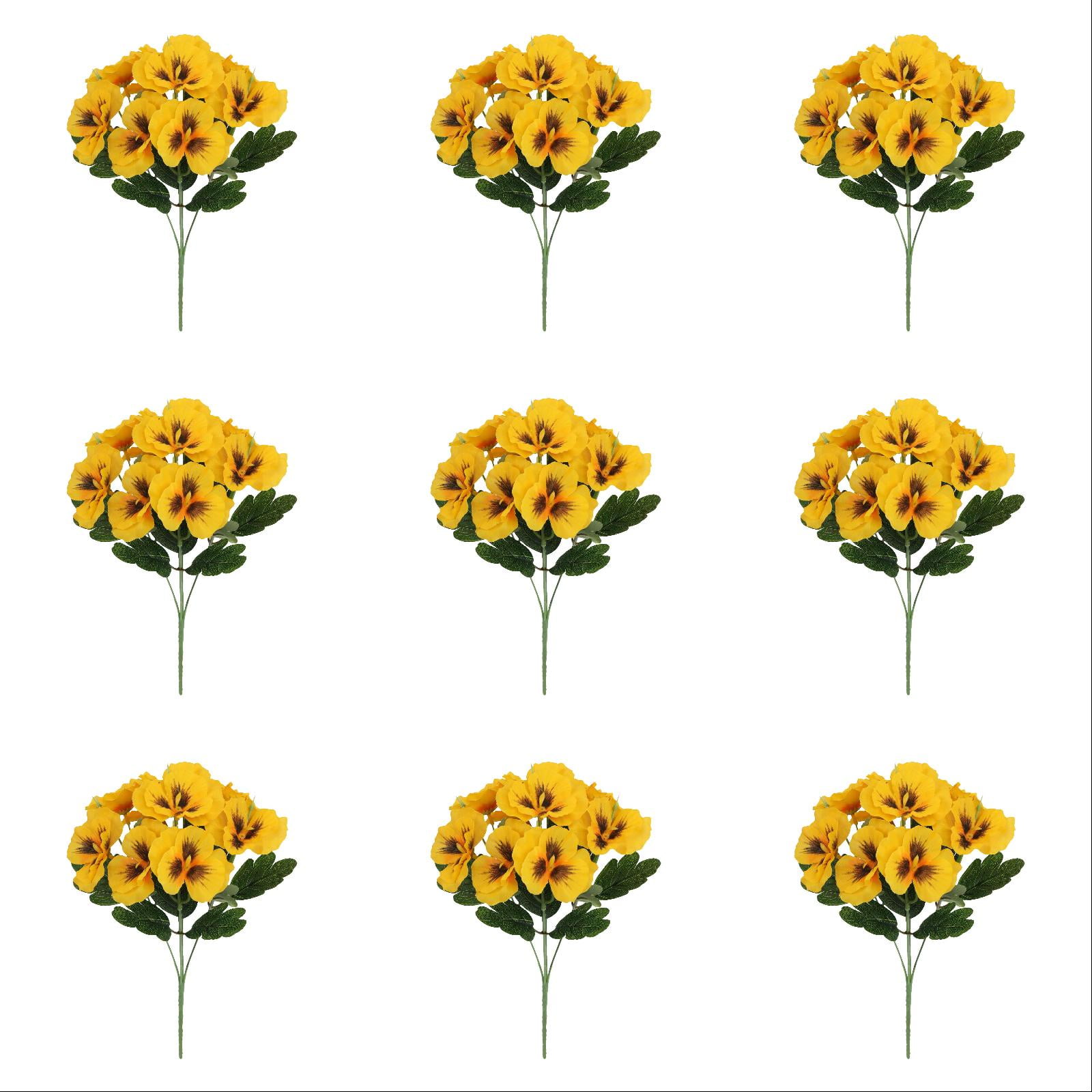 12 Bundles Outdoor Artificial Flowers, UV-Resistant Artificial Pansies, Outdoor Silk Flowers for Garden, Planter, Patio, Porch, and Indoor Home Decor