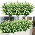 12 Bundles Outdoor Artificial Flowers UV Resistant Fake Boxwood Plants