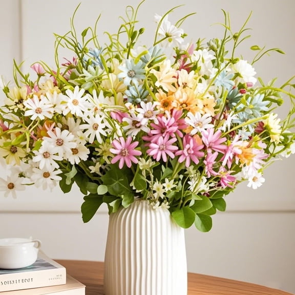 12 Bundles Wildflowers Artificial Flowers Outdoor Fake Daisy UV Resistant Silk Wild Flower Bouquets Faux Plants Plastic Greenery for Decoration Floral Arrangements Home Décor (Mix)