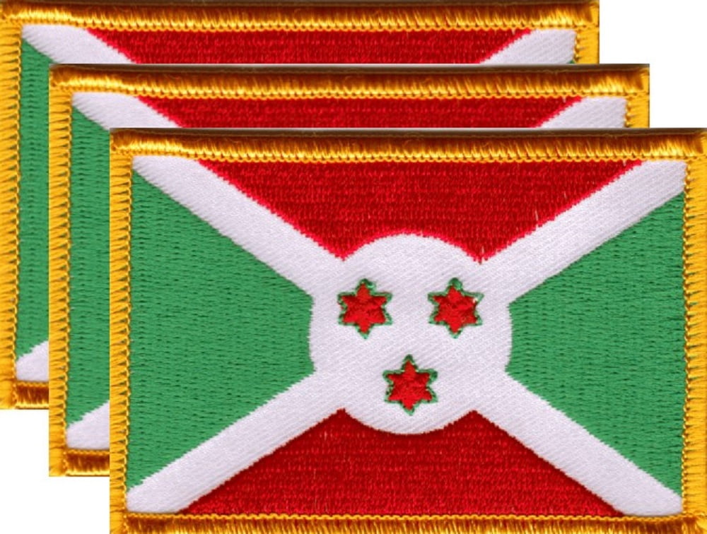 12 Burundi Flag Patches, Embroidered Iron On or Sew On, Measures 3.50" x 2.25"