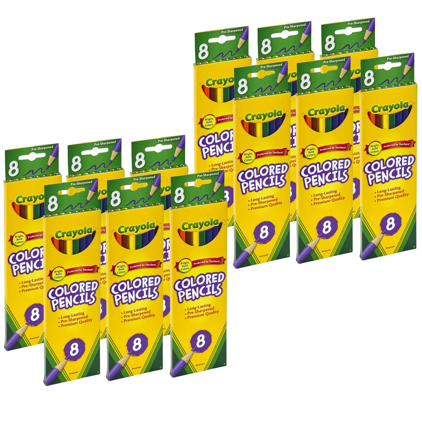 Crayola Colored Pencils, 8 Colors Per Box, 12 Boxes