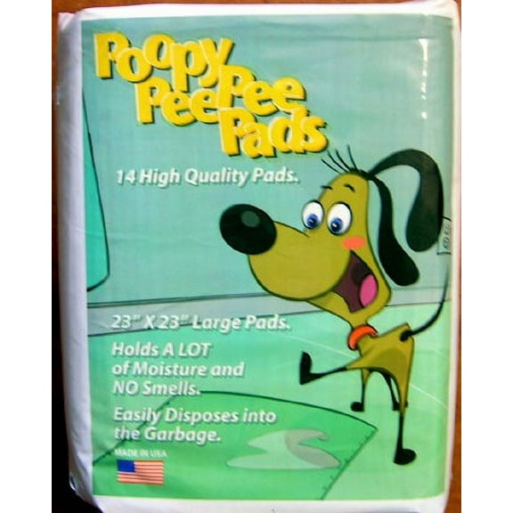 12 CT CASE OF Poopy Pee Pee Pads, 14 CT EACH PACK, Large 23 IN X 23 IN