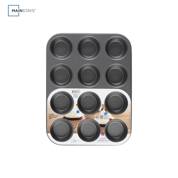 Mainstays 12 Cup Nonstick Bakeware Muffin Pan with Easy Release