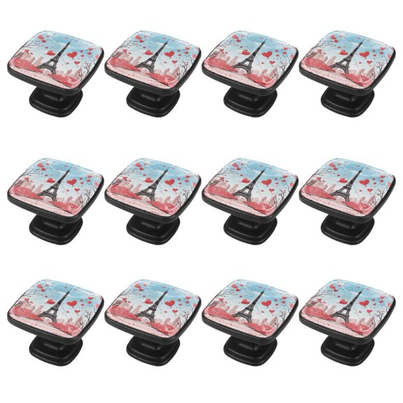 12 Cabinet Knobs Drawer Knobs Kitchen Knobs Square Cabinet Knobs Eiffel Tower Valentine's Day Drawer Knobs for Dressers Door
