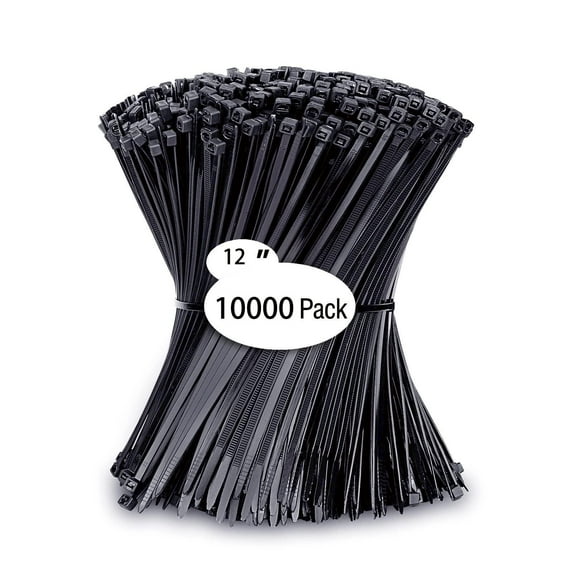 12" Cable Tie Buckle, Black, 39lbs Tensile Strength, UV Resistant Cable Ties For Indoor And Outdoor