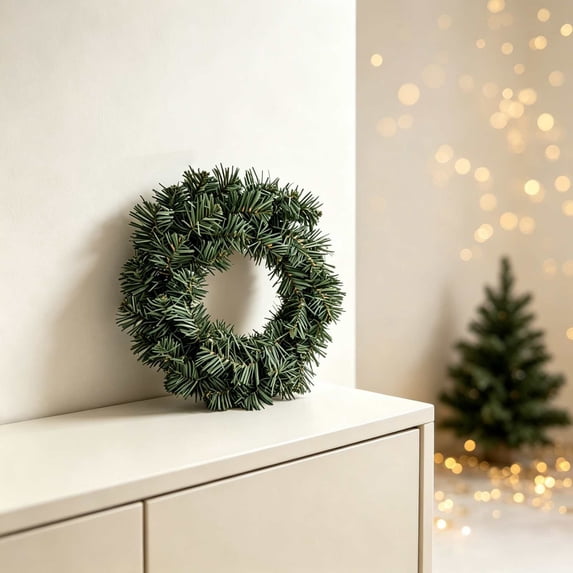 12" Canadian Pine Artificial Christmas Wreath, Faux Pine Christmas Wreath, Seasonal Indoor Home Decor