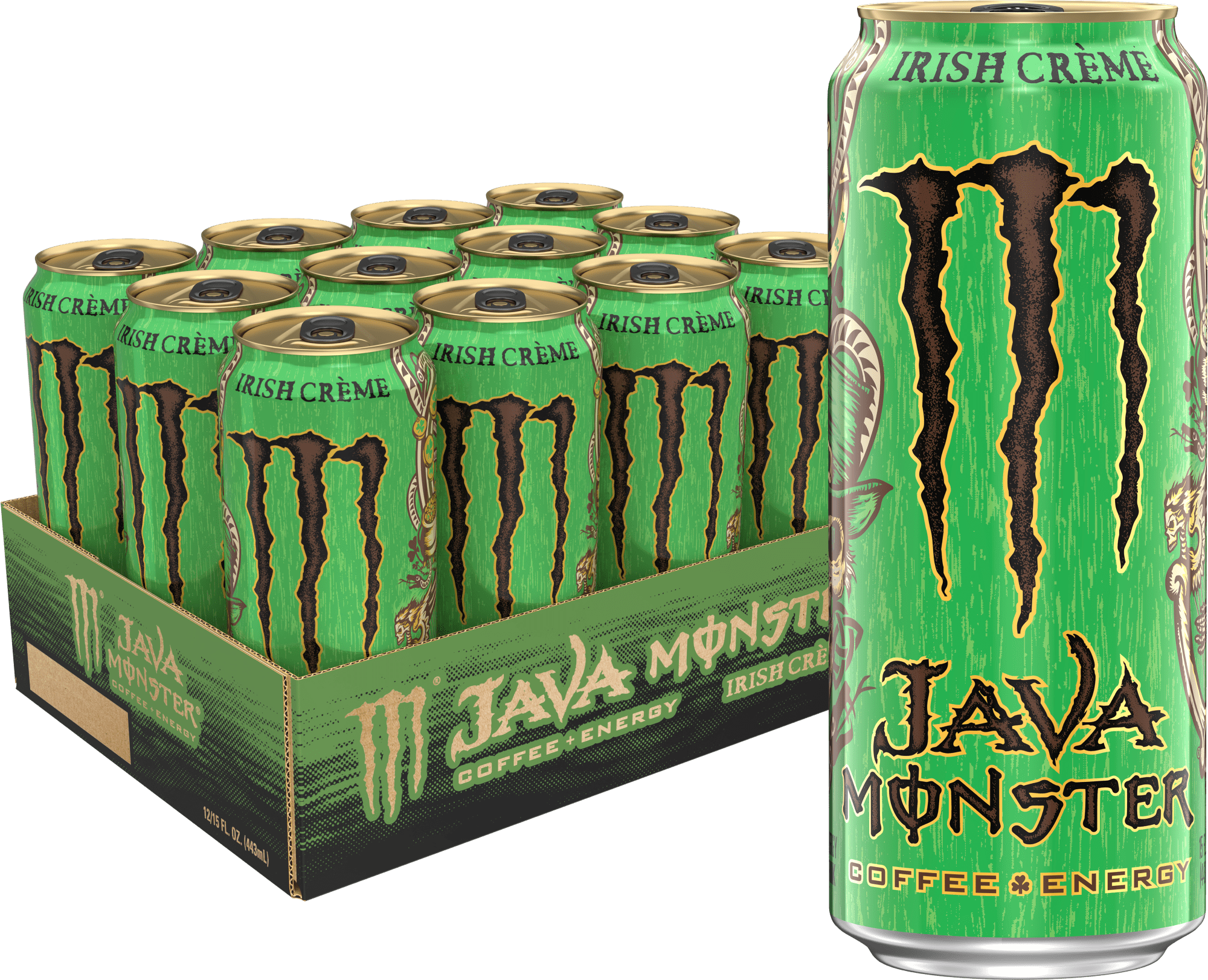 12 Pack) Java Monster Irish Blend Brew Drink, Coffee + Energy 15
