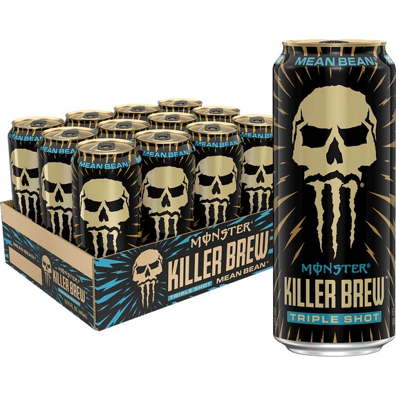 (12 Cans) Java Monster Killer Brew, Mean Bean, Coffee + Energy, 15 fl oz
