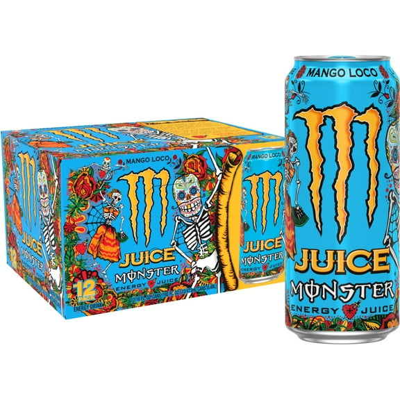 (12 Cans) Juice Monster Mango Loco, Energy + Juice, 16 fl oz