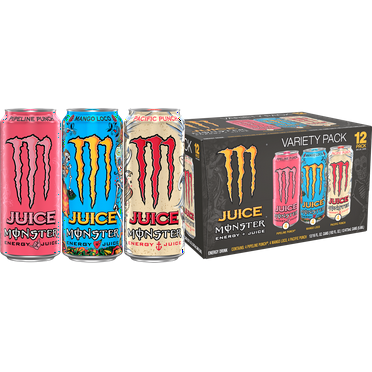 (12 Cans) Juice Monster VP, Mango Loco, Pipeline Punch, Pacific Punch, 16 fl oz, 12 Pack