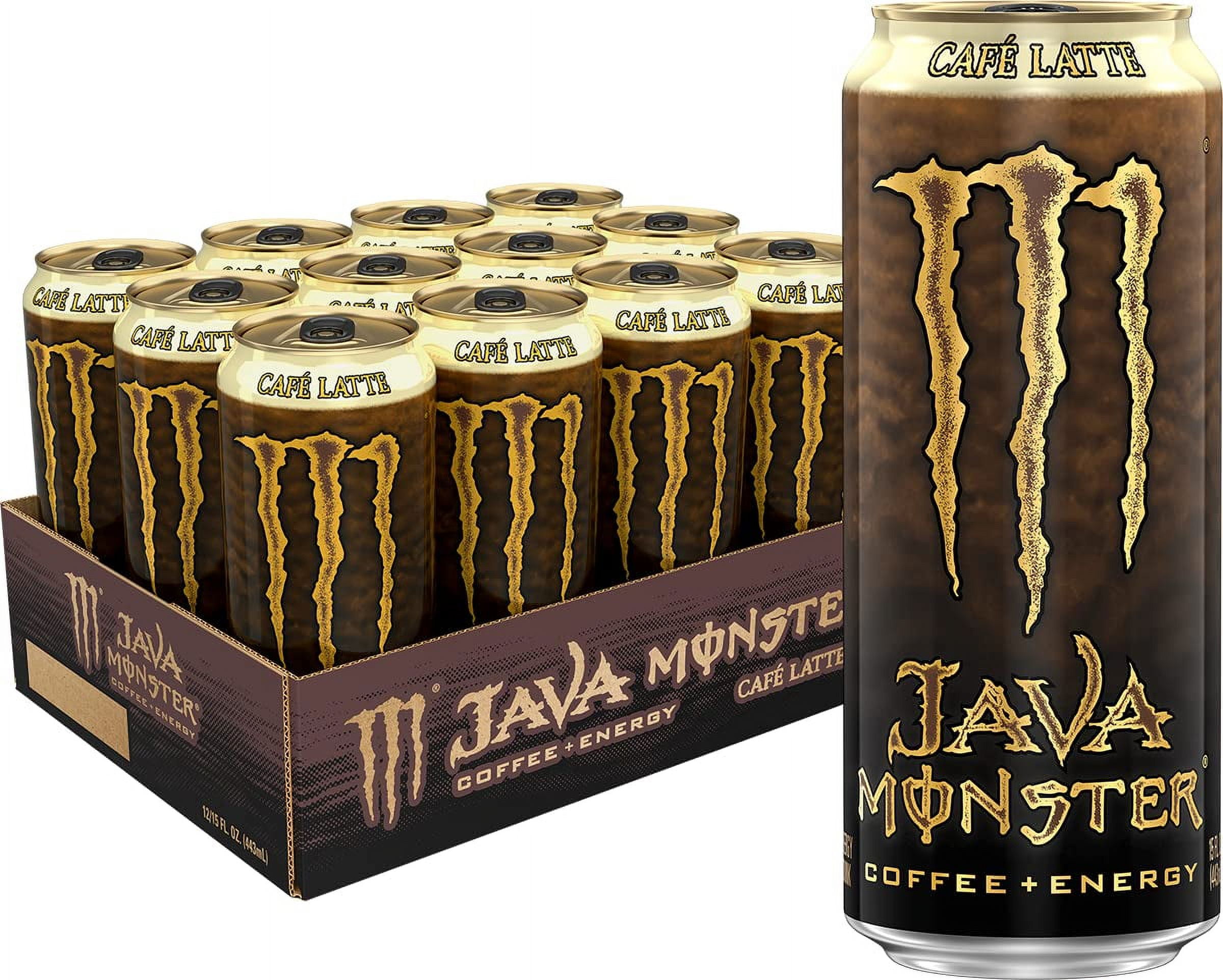 Monster Energy Java, Café Latte, Coffee + Energy, 12 Count, 15 fl oz ...