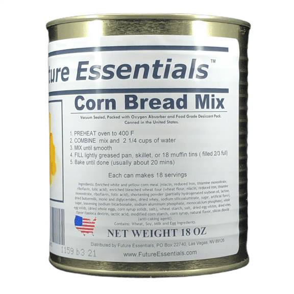 (12 Cans Pack) Future Essentials Freeze Dried Emergency Camping Food Canned Classic Style Cornbread Mix #2.5 / 18oz / Can